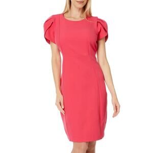 Liverpool Los Angeles Dress Size 6/28 NWT Tulip Sleeve Sheath Pink Punch Office